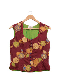 Applique Embroidered Maroon Short Jacket & Blouse