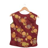 Applique Embroidered Maroon Short Jacket & Blouse