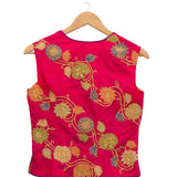 Applique Embroidered Rani Pink Short Jacket & Blouse