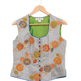 Applique Embroidered Grey Short Jacket & Blouse