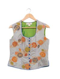 Applique Embroidered Grey Short Jacket & Blouse
