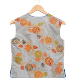 Applique Embroidered Grey Short Jacket & Blouse