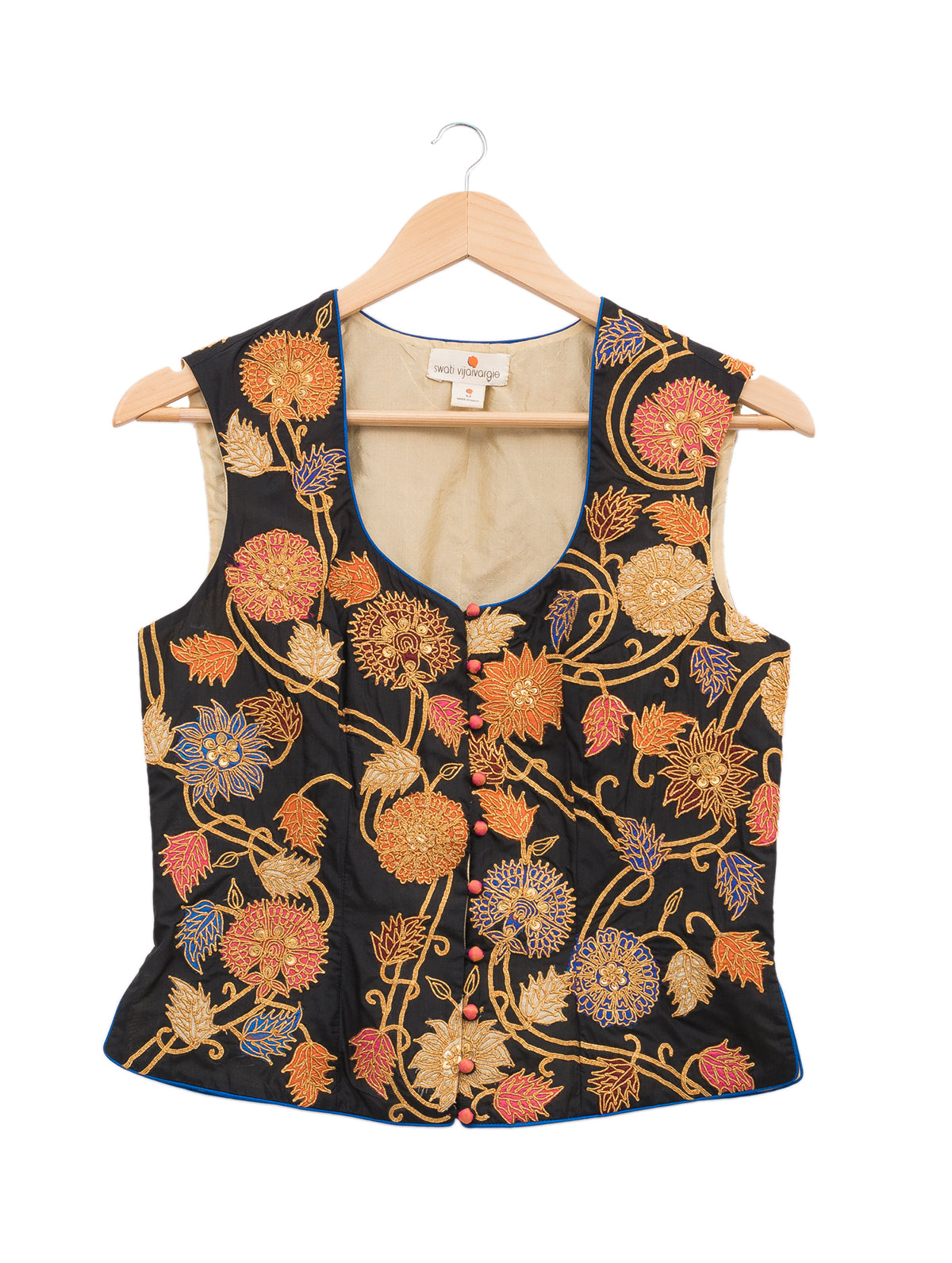 Applique Embroidered Black Short Jacket & Blouse