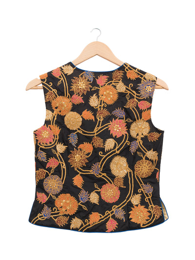 Applique Embroidered Black Short Jacket & Blouse