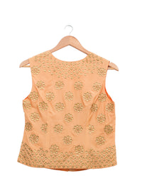 Beige Embroidered Short Jacket & Blouse