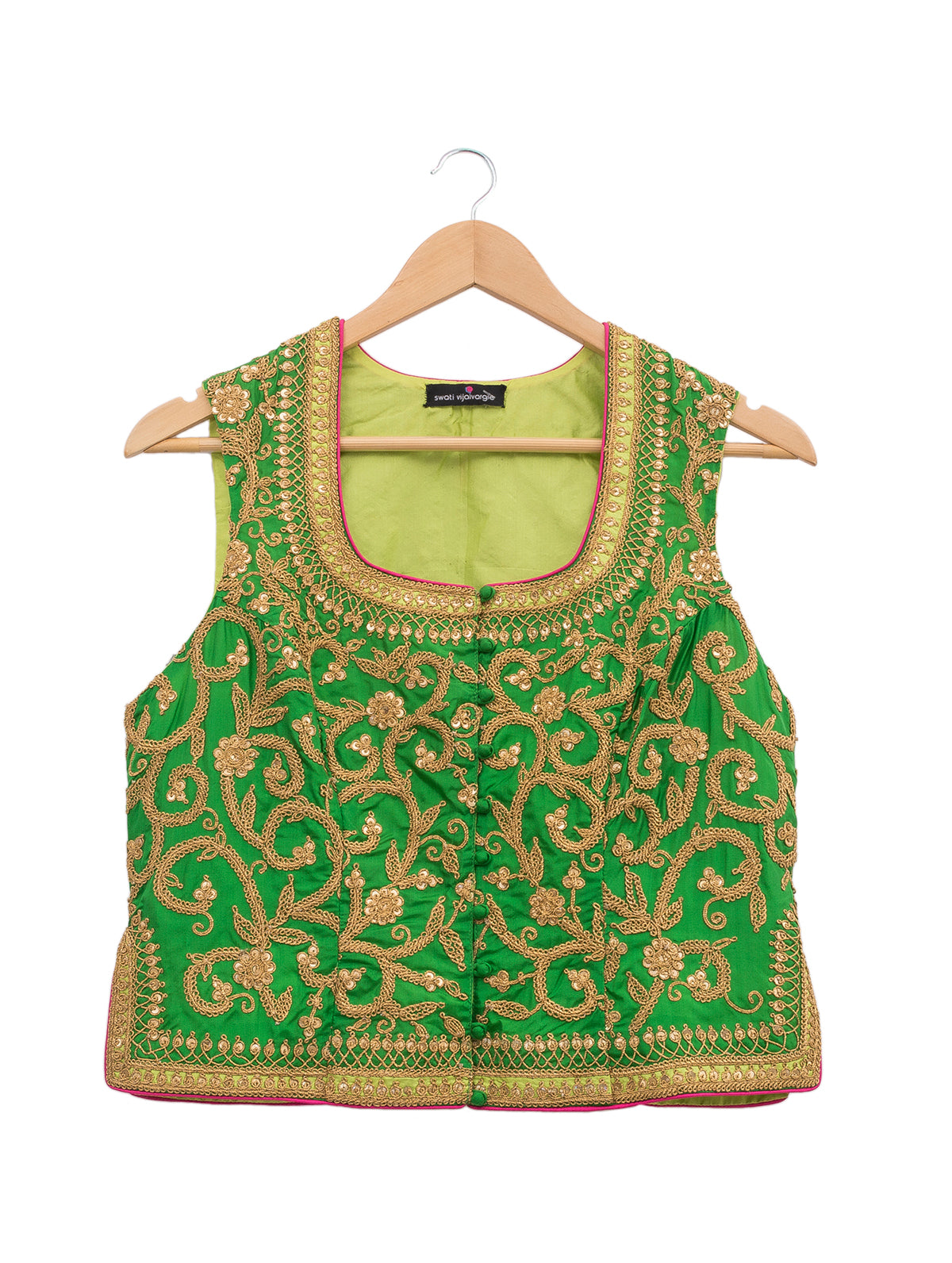 Green Marodi Embroidered Short Jacket & Blouse