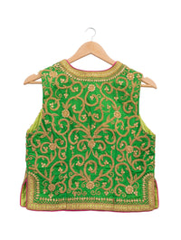 Green Marodi Embroidered Short Jacket & Blouse