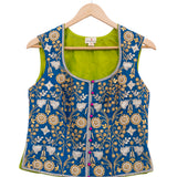 Blue Embroidered Short Jacket & Blouse