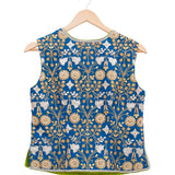 Blue Embroidered Short Jacket & Blouse