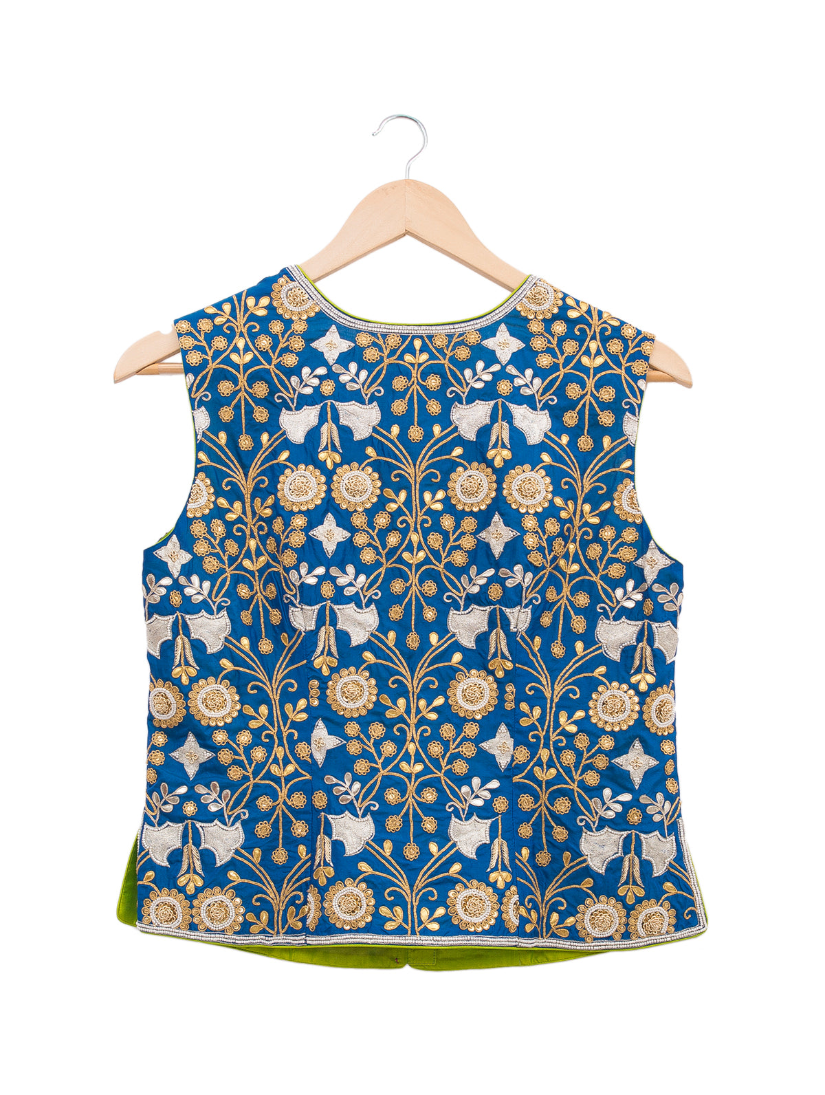 Blue Embroidered Short Jacket & Blouse