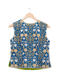 Blue Embroidered Short Jacket & Blouse