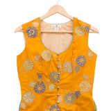 Applique Embroidered mustard Short Jacket & Blouse