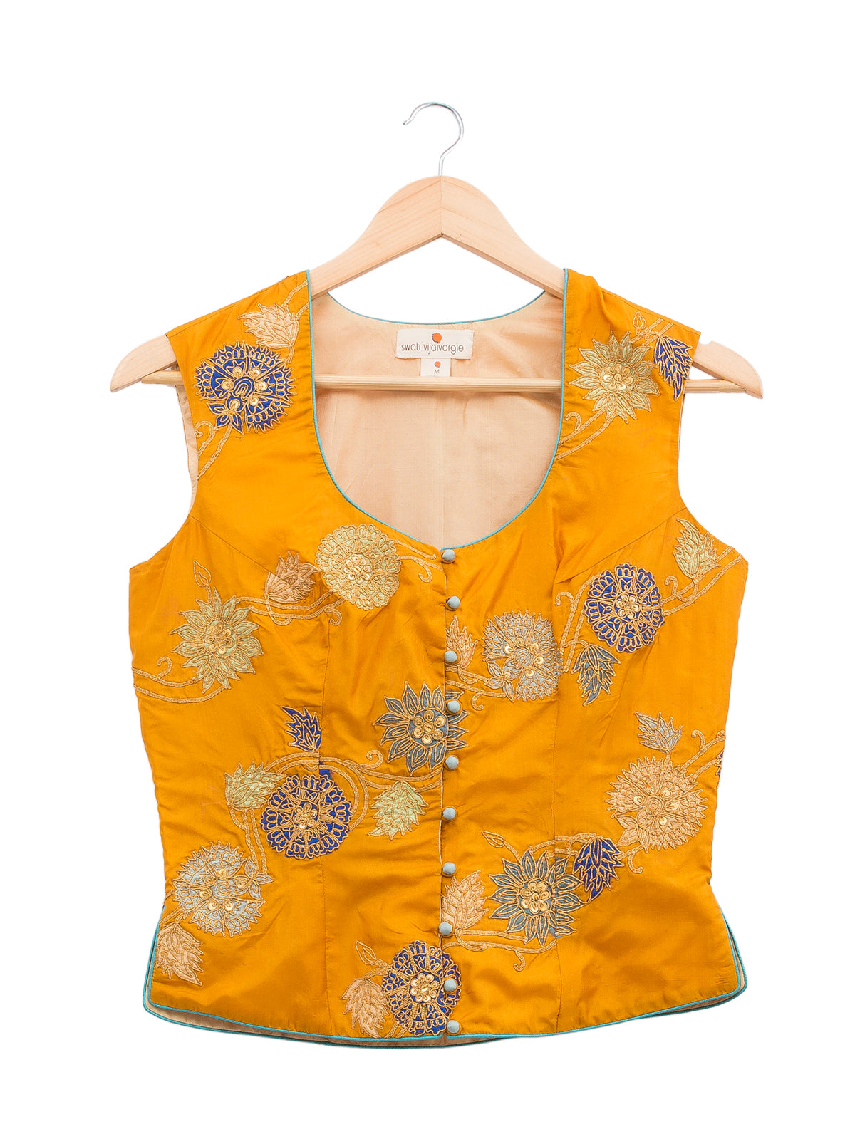 Applique Embroidered mustard Short Jacket & Blouse