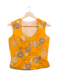 Applique Embroidered mustard Short Jacket & Blouse