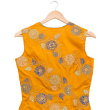 Applique Embroidered mustard Short Jacket & Blouse