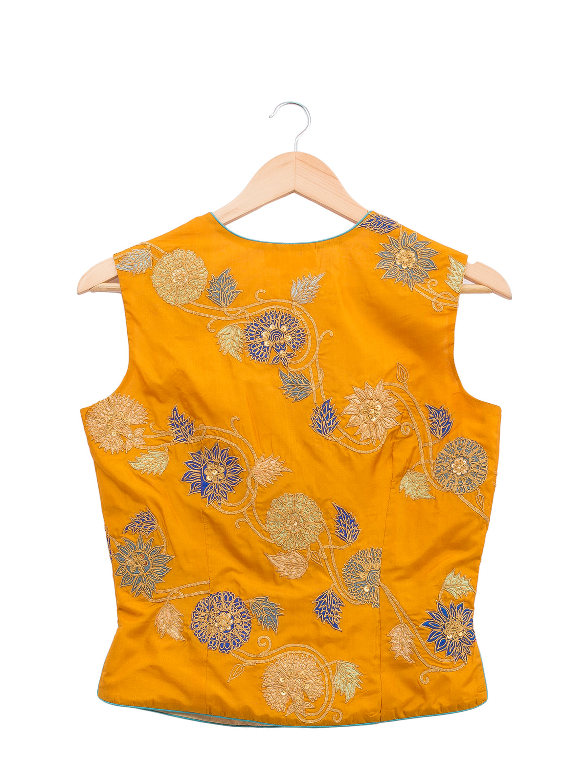 Applique Embroidered mustard Short Jacket & Blouse