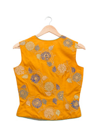 Applique Embroidered mustard Short Jacket & Blouse