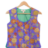Applique Embroidered Purple Short Jacket & Blouse