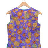 Applique Embroidered Purple Short Jacket & Blouse