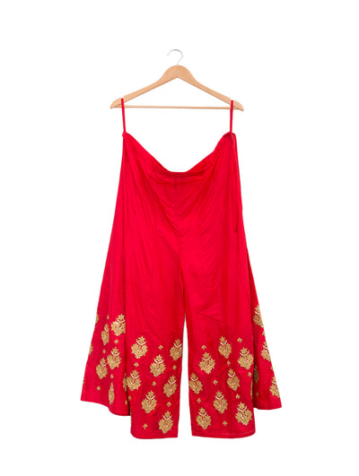 Red Big Buta Embroidered Palazzo
