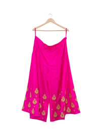 Neon Pink Big Buta Embroidered Palazzo