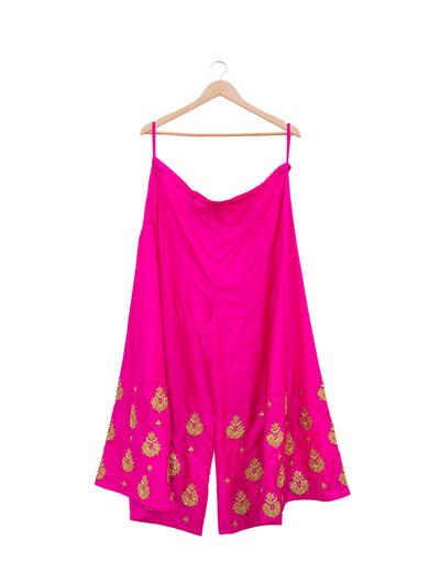 Neon Pink Big Buta Embroidered Palazzo