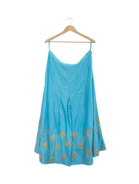 Turquoise Big Buta Embroidered Palazzo