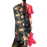 Raas Black Scallop Embroidered Saree