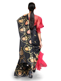 Raas Black Scallop Embroidered Saree