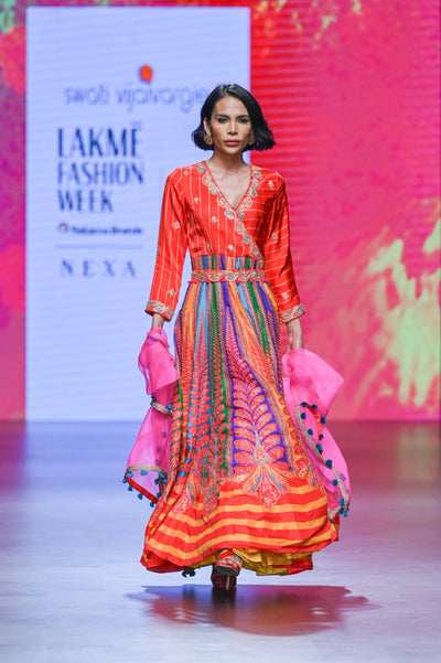 Gulal Printed Embroidered Anarkali Set