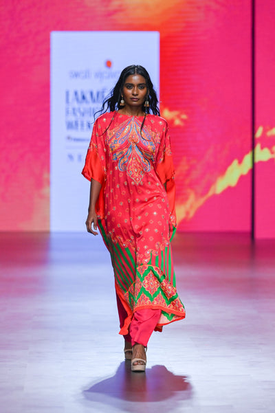 Gulal Printed Embroidered Kaftan Set
