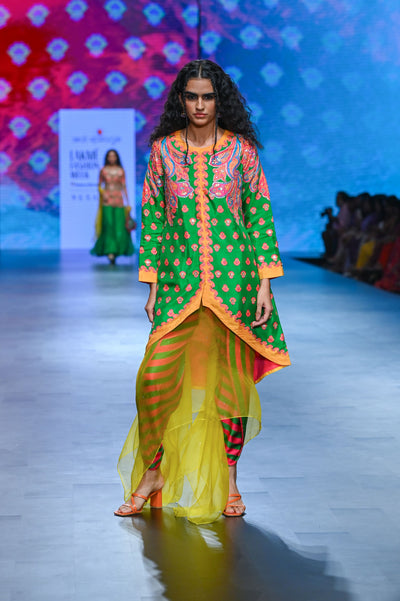 Gulal Printed Embroidered Jacket Set