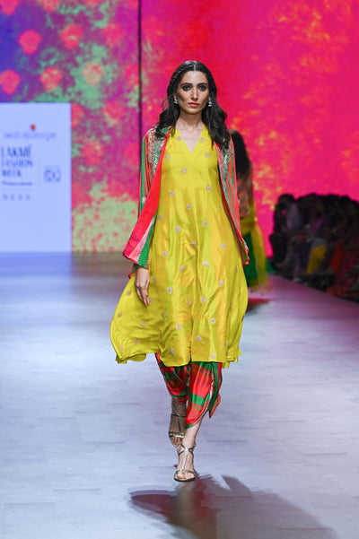 Gulal Printed Embroidered Kurta Cape Set