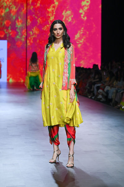 Gulal Printed Embroidered Kurta Cape Set