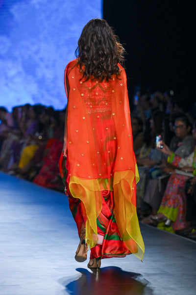 Gulal Printed Embroidered Organza Skirt Set