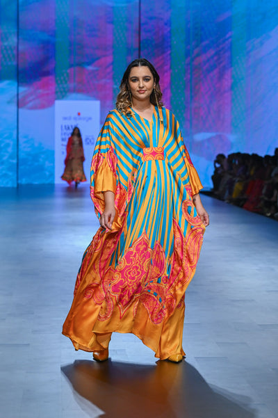 Gulal Printed Embroidered Kaftan Dress