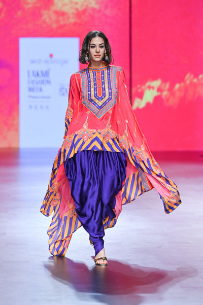 Gulal Printed Embroidered Cape Set