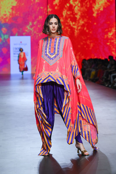 Gulal Printed Embroidered Cape Set