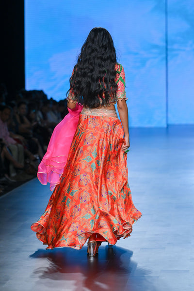 Gulal Mulit Printed Embroidered Lehenga Set