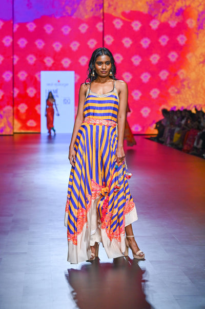 Gulal Printed Embroidered Asymmetrical Dress