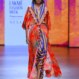 Gulal Printed Embroidered Purple Orange Jacket Set