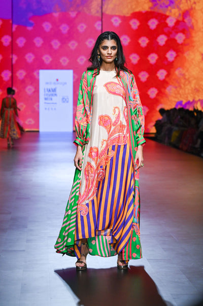 Gulal Printed Embroidered Jacket Set