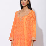 Orange Yellow Silk Shibori Embroidered Kurta Set