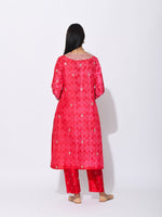 Gulkand Red Pink Shibori Embroidered Kurta Set