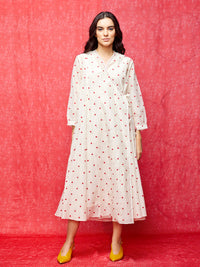 Ivory Embrodiered Chanderi Wrap Dress
