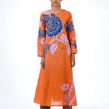 Tangerine Applique Embroidered Kurta