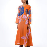 Tangerine Applique Embroidered Kurta