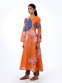 Tangerine Applique Embroidered Kurta