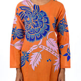 Tangerine Applique Embroidered Kurta