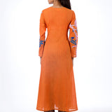 Tangerine Applique Embroidered Kurta
